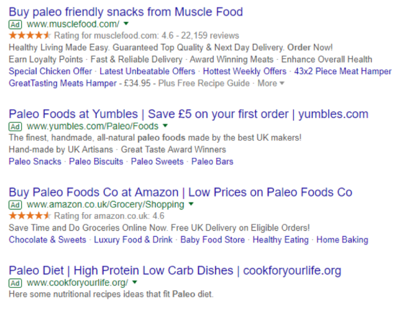 paleo search ads