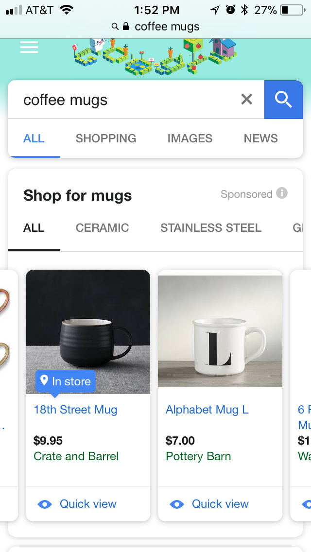 google shopping on mobile