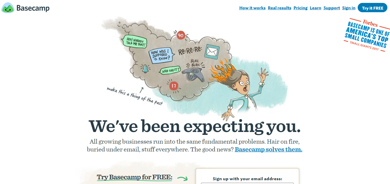 We've been expecting you basecamp landing page