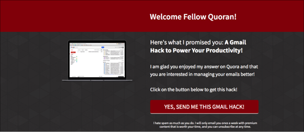 Quora landing page