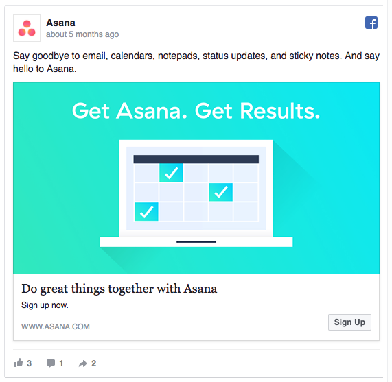 Asana facebook ad