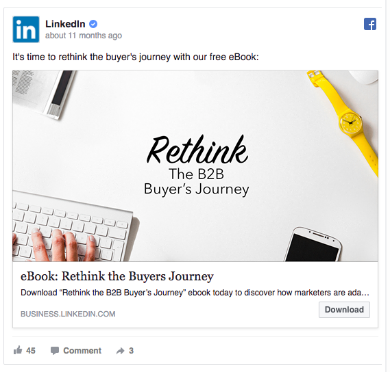 LinkedIn CTA on facebook