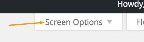 screen options in WordPress dashboard